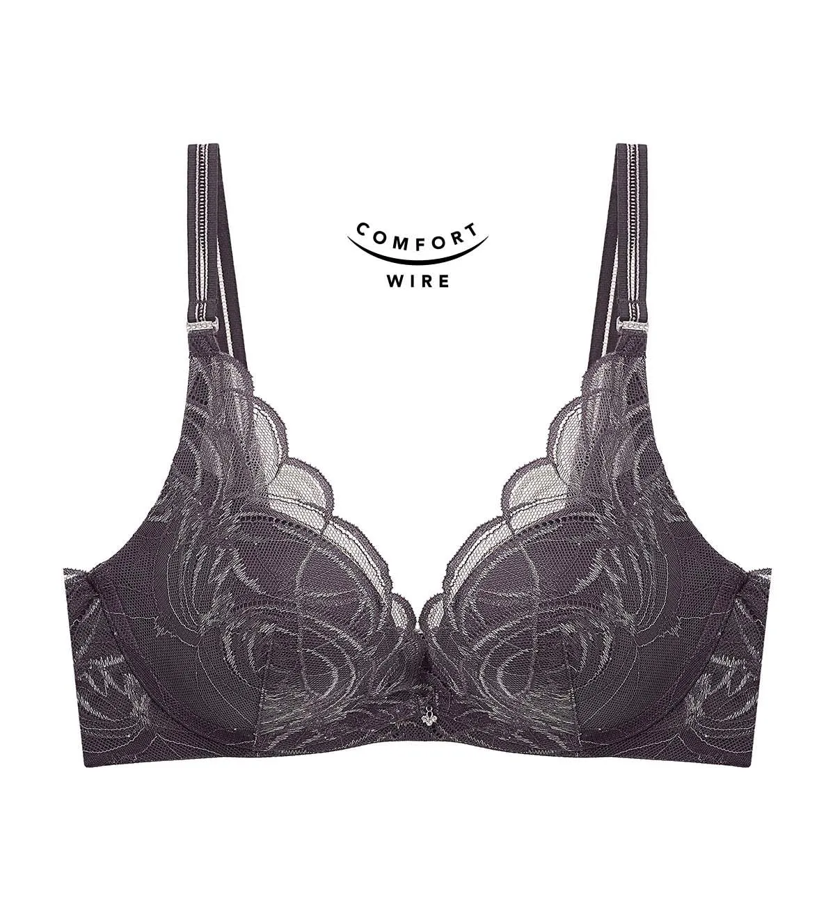 Shimmer Lace Wired Push Up Deep V Bra