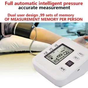 Shows Light use, Blood Pressure Monitor Upper - Arm with 2 Users 90 Memory, Fully Automatic with Large LCD Display. Includes box, has minor scuff marks on surface, has been tested & sanitized!