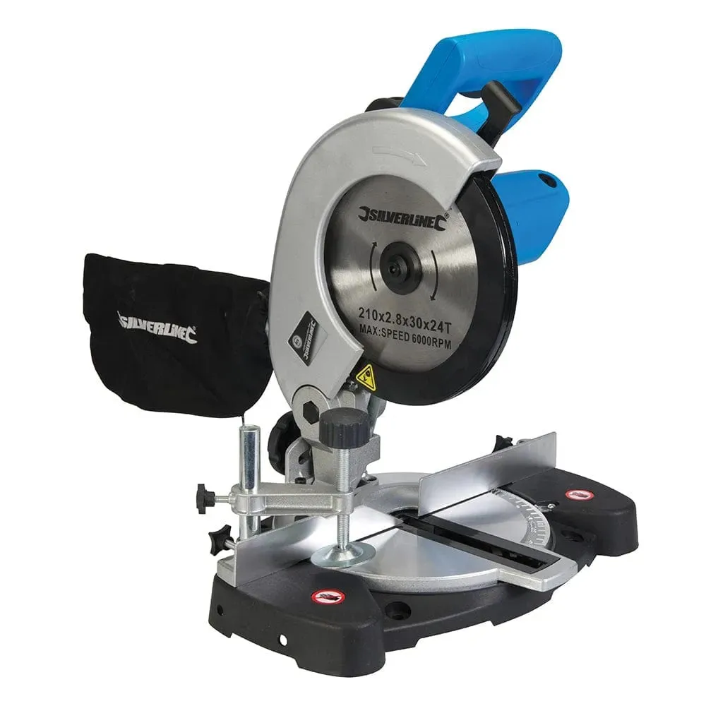Silverline 1400w Compound Mitre Cutting Saw C/W 210mm 24t Tct Blade 262705