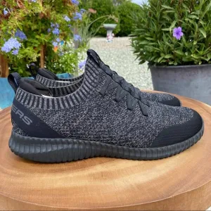 SKECHERS Elite Flex Karnell Flat Knit Slip On Black Gray