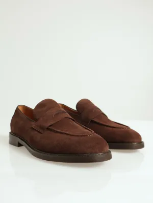 Smart Casual Suede Penny Mocc Loafer - Chocolate