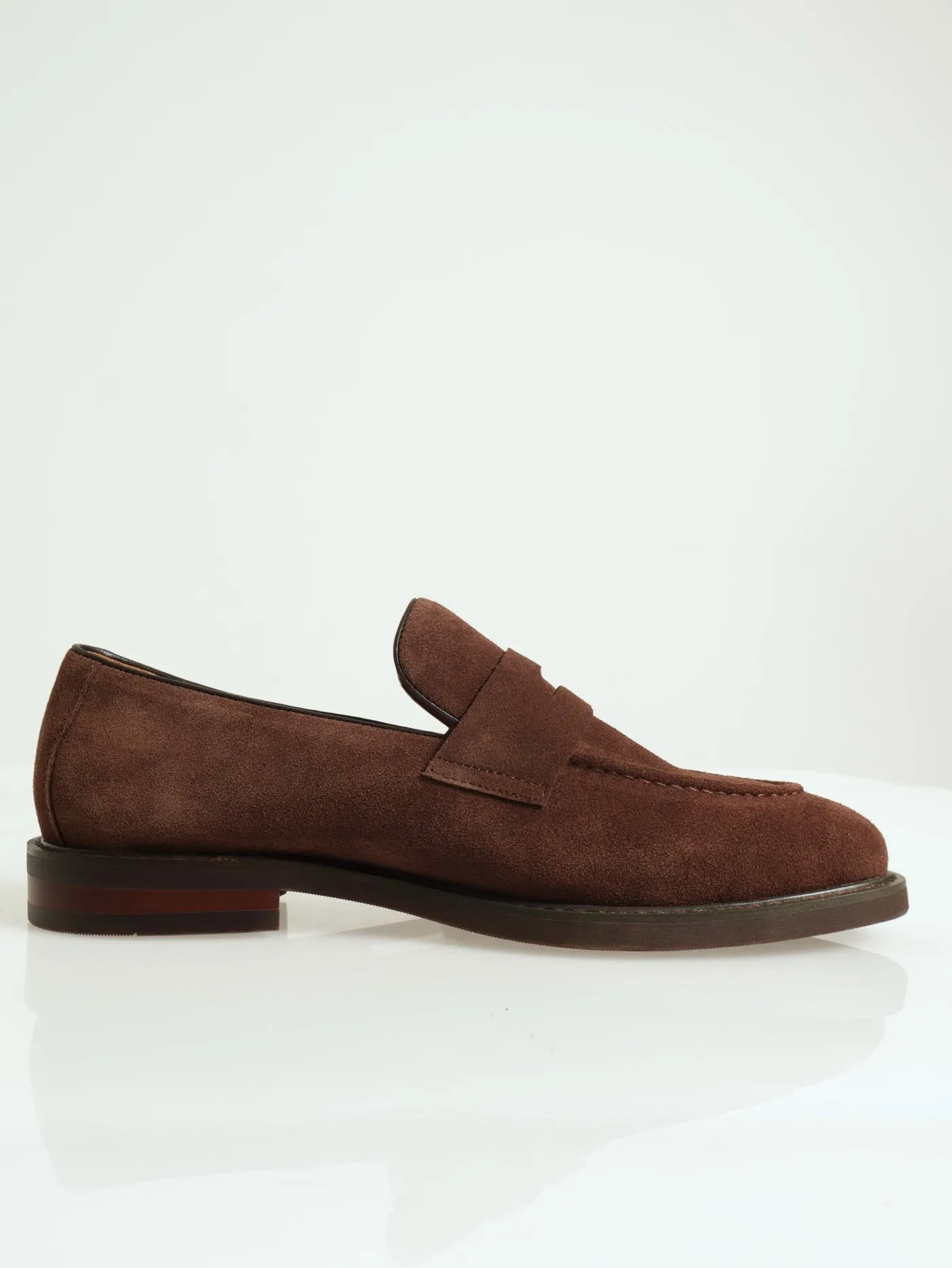 Smart Casual Suede Penny Mocc Loafer - Chocolate