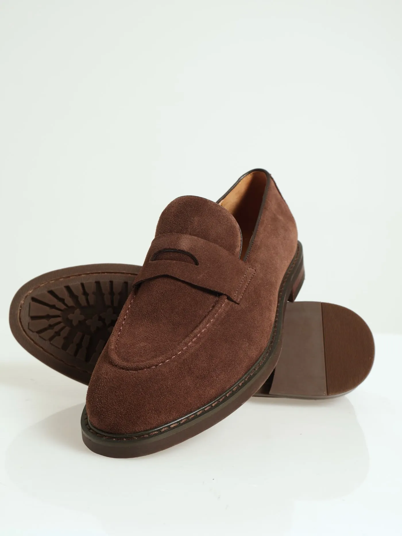 Smart Casual Suede Penny Mocc Loafer - Chocolate