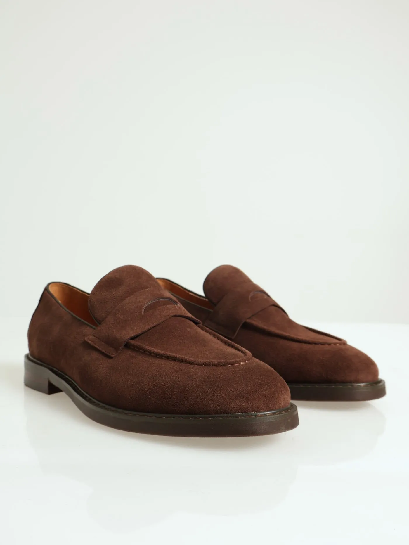 Smart Casual Suede Penny Mocc Loafer - Chocolate