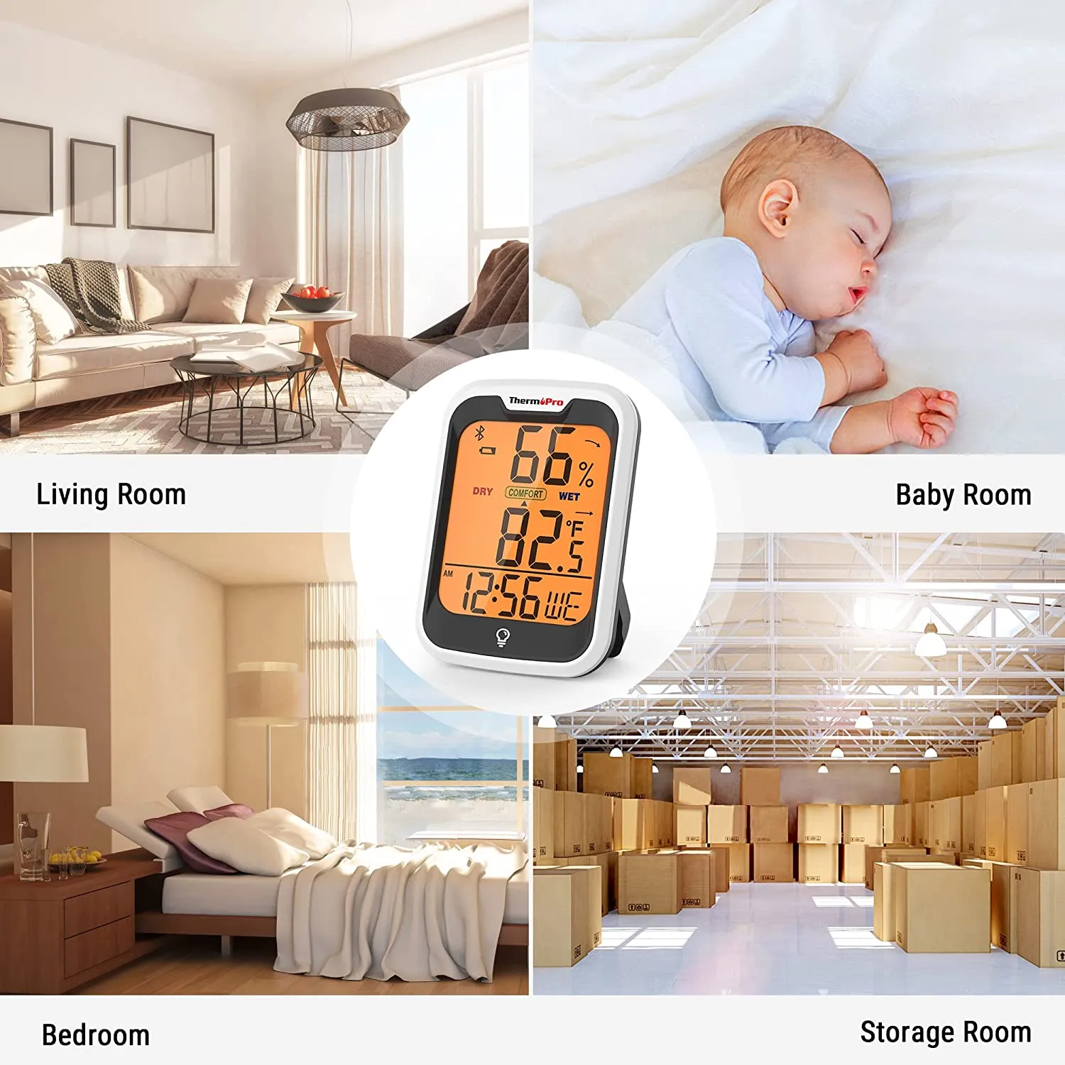 Smart Home Thermometer Hygrometer Thermopro TP358 Bluetooth Indoor App Alert