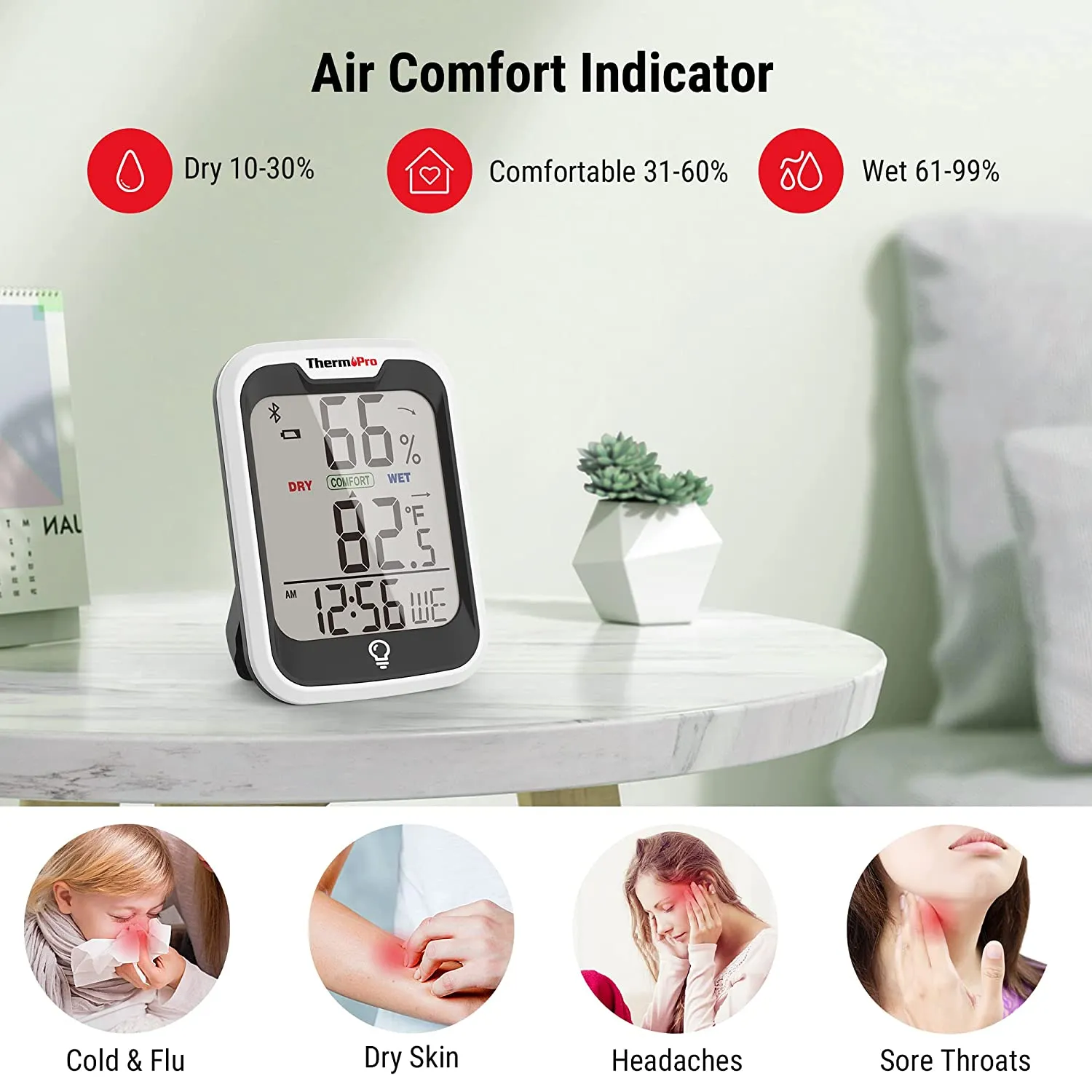 Smart Home Thermometer Hygrometer Thermopro TP358 Bluetooth Indoor App Alert