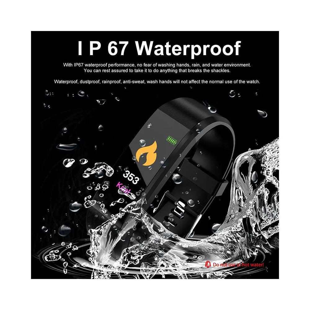 Smart Watch Fitness Tracker Heart Rate Blood Pressure Monitor -Black