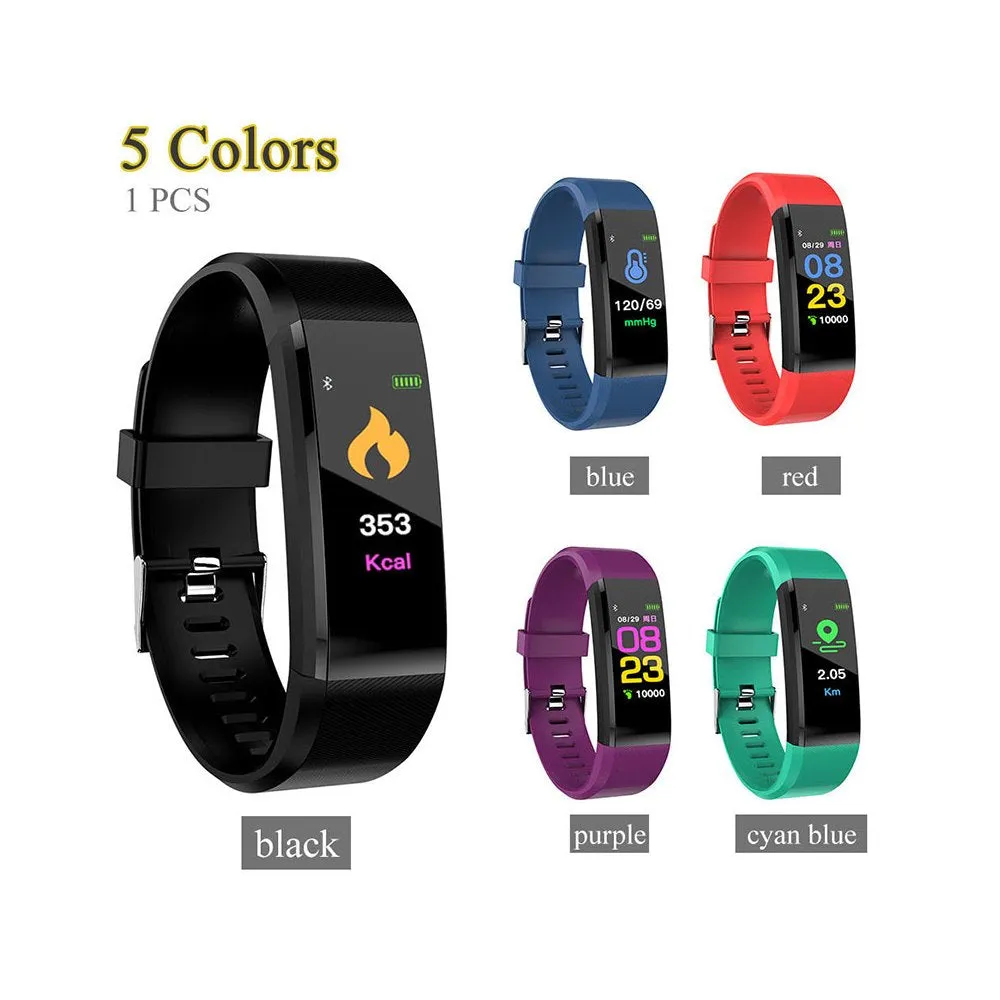 Smart Watch Fitness Tracker Heart Rate Blood Pressure Monitor -Black