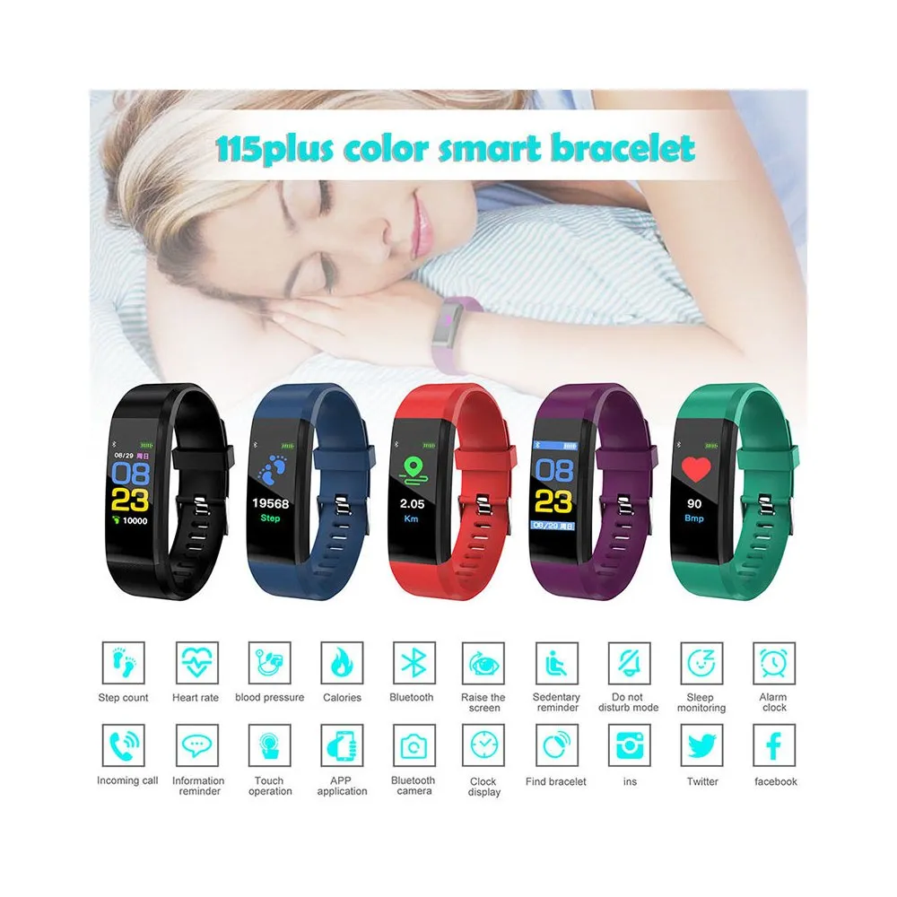 Smart Watch Fitness Tracker Heart Rate Blood Pressure Monitor - Red