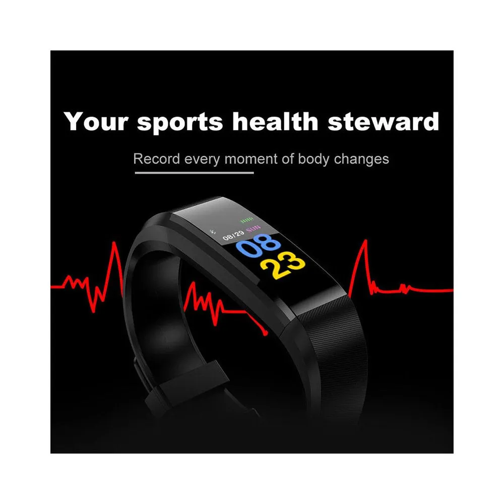 Smart Watch Fitness Tracker Heart Rate Blood Pressure Monitor - Red