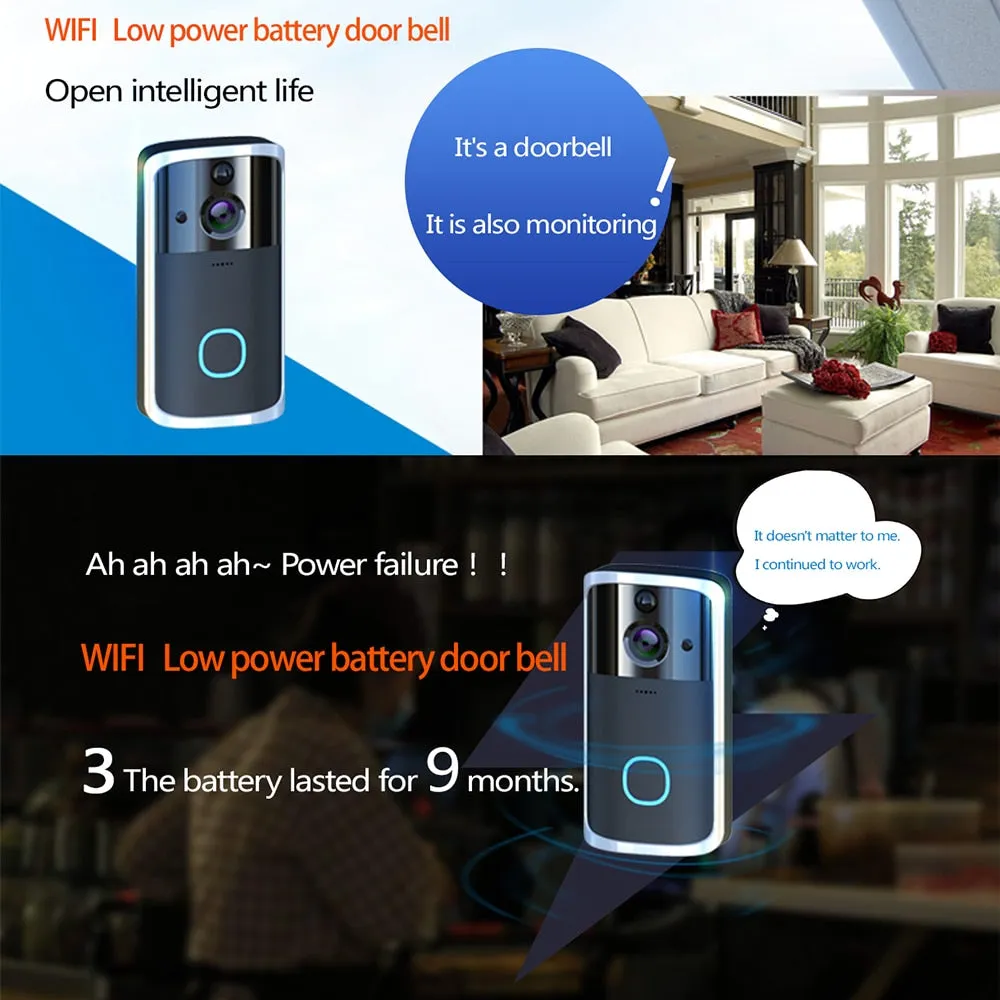 Smart Wireless Video Doorbell Camera Home Security Monitor