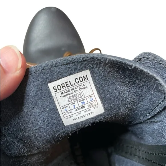 SOREL Joan of Arctic Wedge Chelsea Boots Black Girl's Size 3