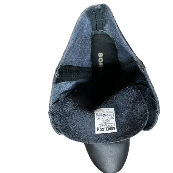 SOREL Joan of Arctic Wedge Chelsea Boots Black Girl's Size 3