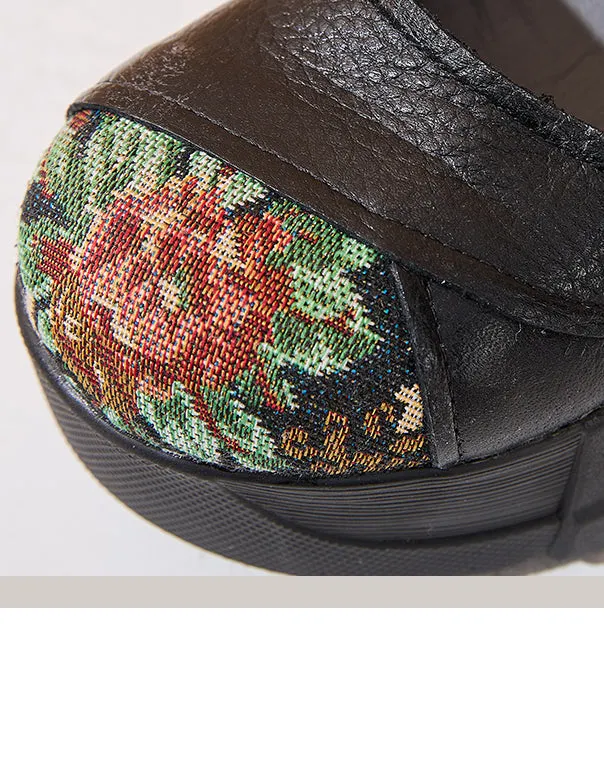 Spring Round Toe Ankle Strap Retro Wedge Shoes