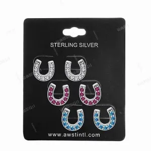Sterling Silver Crystal Horse Shoes Earrings