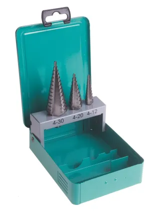 Straight Flute Step Drill Bit Set 3pc HSS (SSTFSET3)