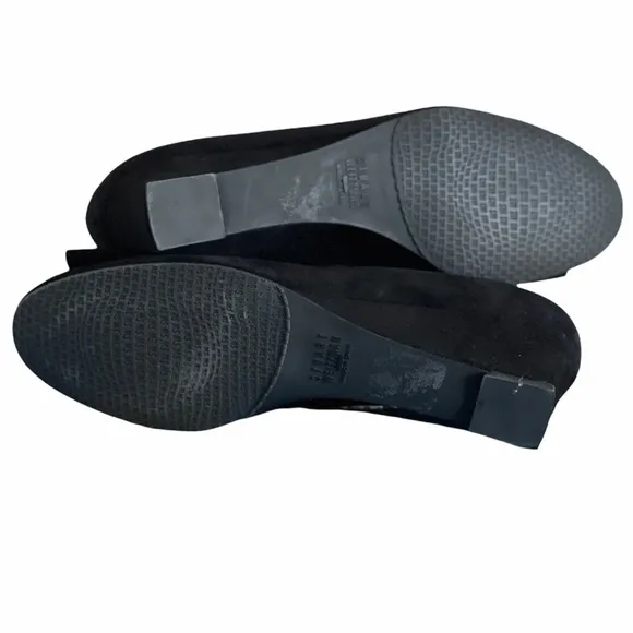 SW Beaudelair Black Suede Wedge Hidden Wedge with Bow‎ Size 8 EUC
