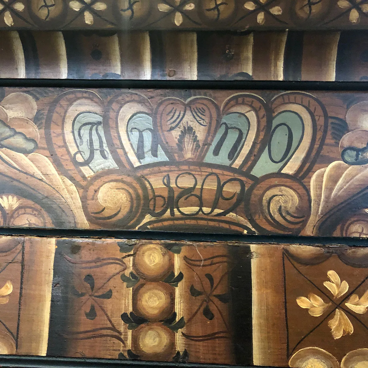 Swedish Allmoge Dalarna Region Painted Pine Stepback Cabinet
