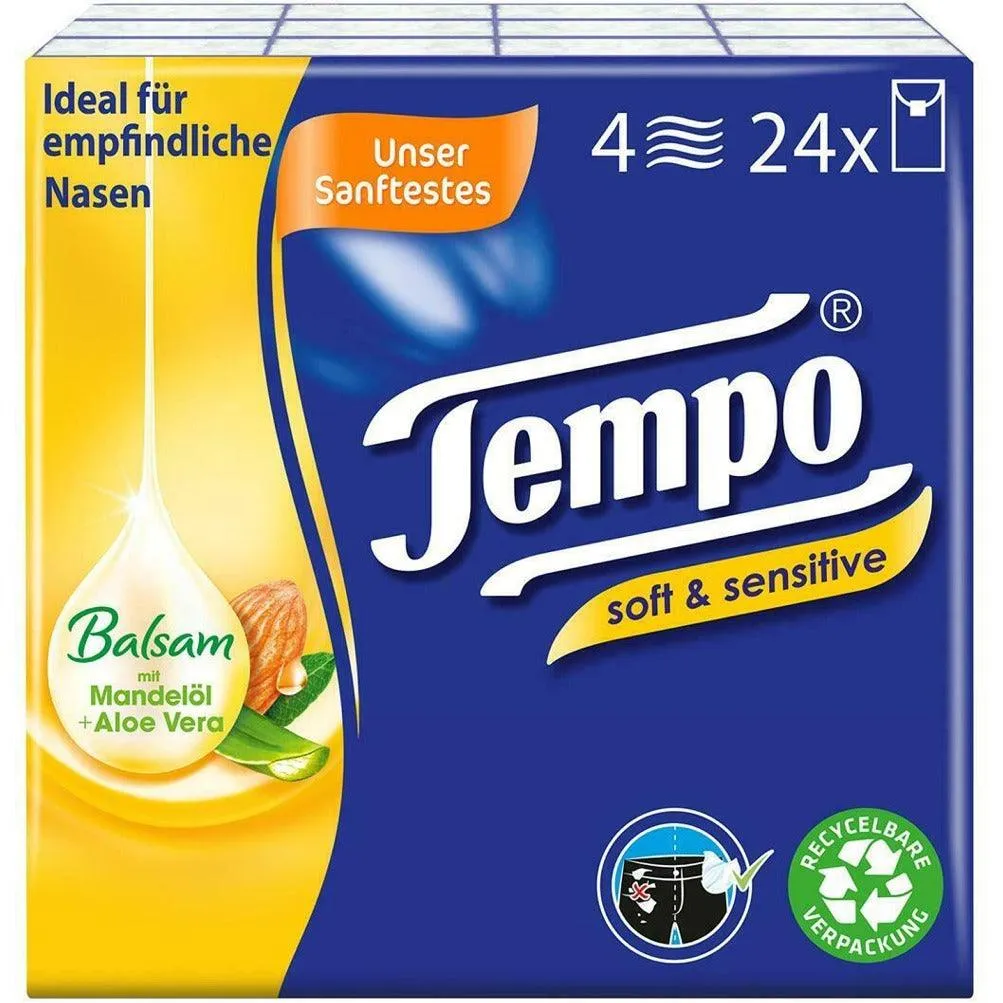 Tempo Soft & Sensitive PlusTissues (Taschentucher ) -24 Pack