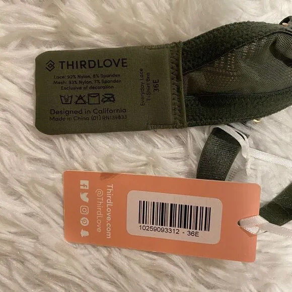 ThirdLove Everyday Lace T Shirt Bra in Green Size 36E