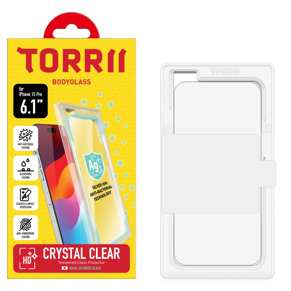 TORRII BODYGLASS for iPhone 15 Pro (6.1")/iPhone 15 Pro Max (6.7") Anti-bacterial Coating