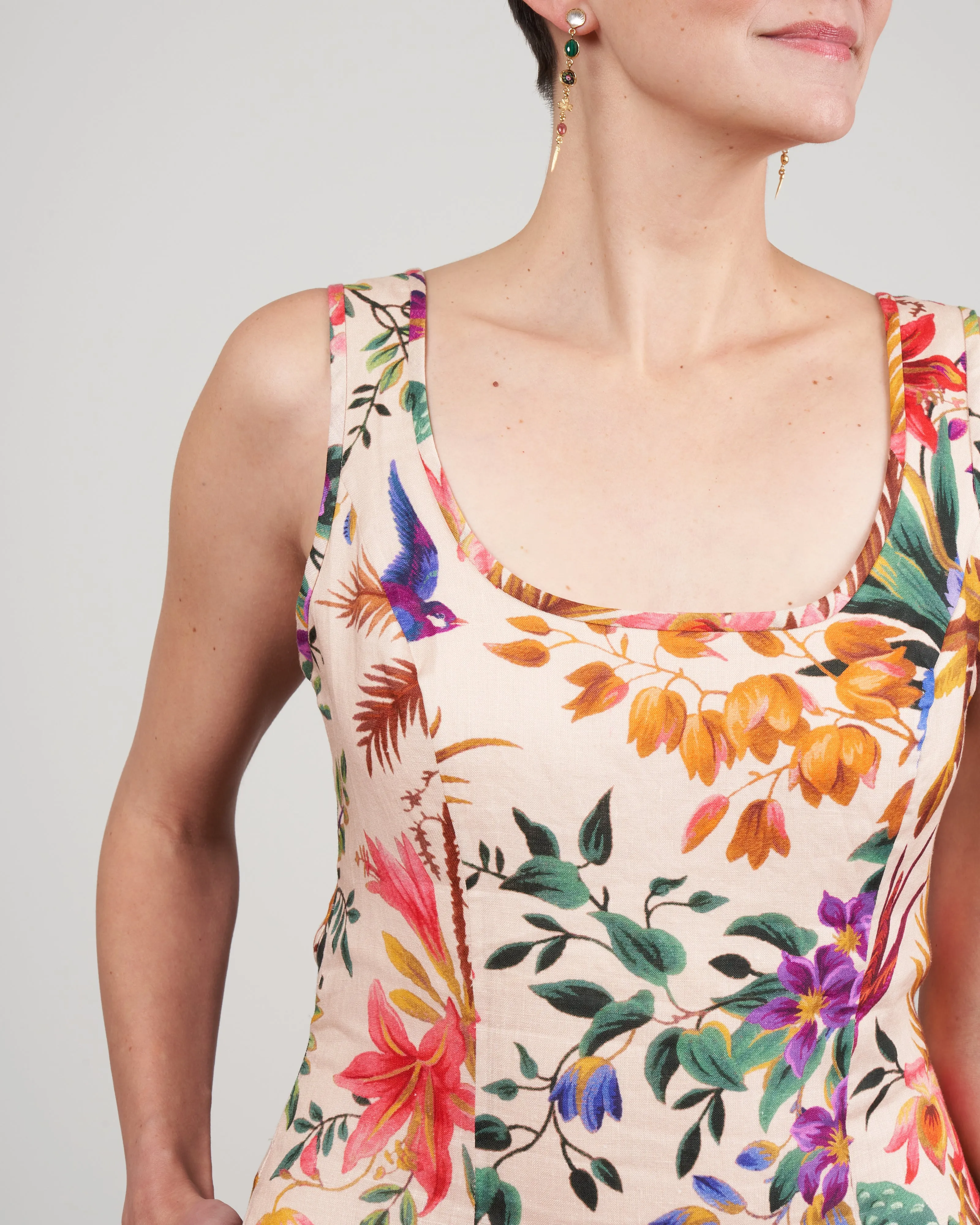tropicana cut out midi dress - cream floral