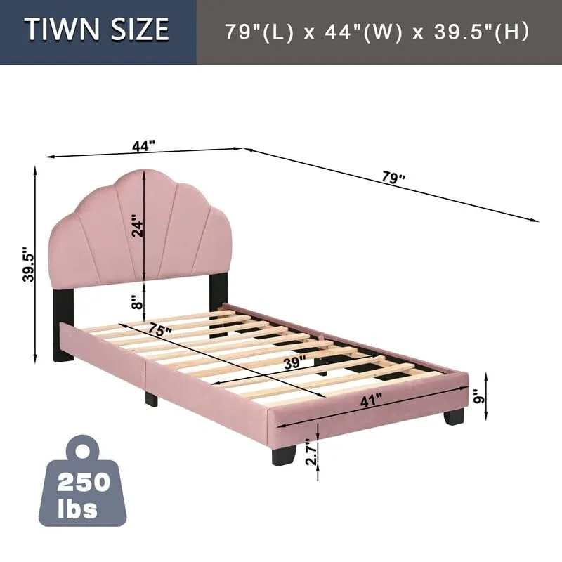 Twin Size Bear Design Upholstered Platform Bed Great Transition for