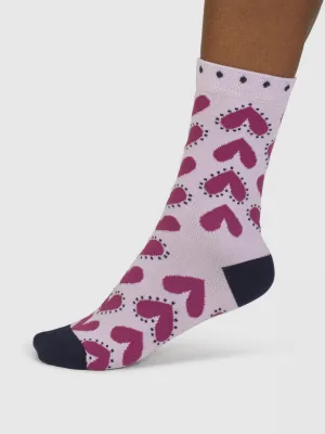 Tyas Heart Organic Cotton Socks in Lilac by Thought, Size 4-7