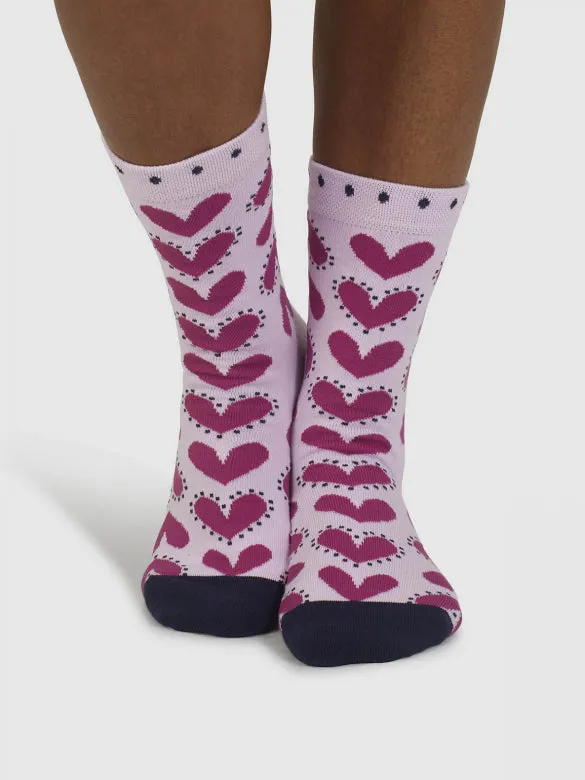 Tyas Heart Organic Cotton Socks in Lilac by Thought, Size 4-7