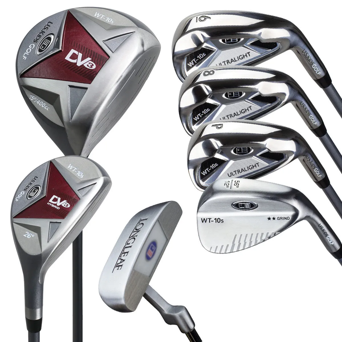 US KIDS GOLF UL60-S 7 CLUB DV3 STAND SET (BLACK/GREY BAG)