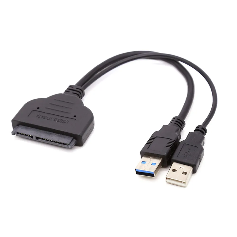 USB 3.0 To SATA 7 15 Pin Adapter Cable for 2.5 Inch HDD SSD 20/25CM black
