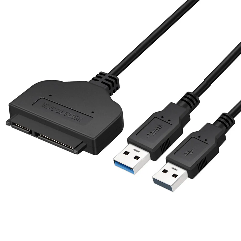 USB 3.0 To SATA 7 15 Pin Adapter Cable for 2.5 Inch HDD SSD 20/25CM black