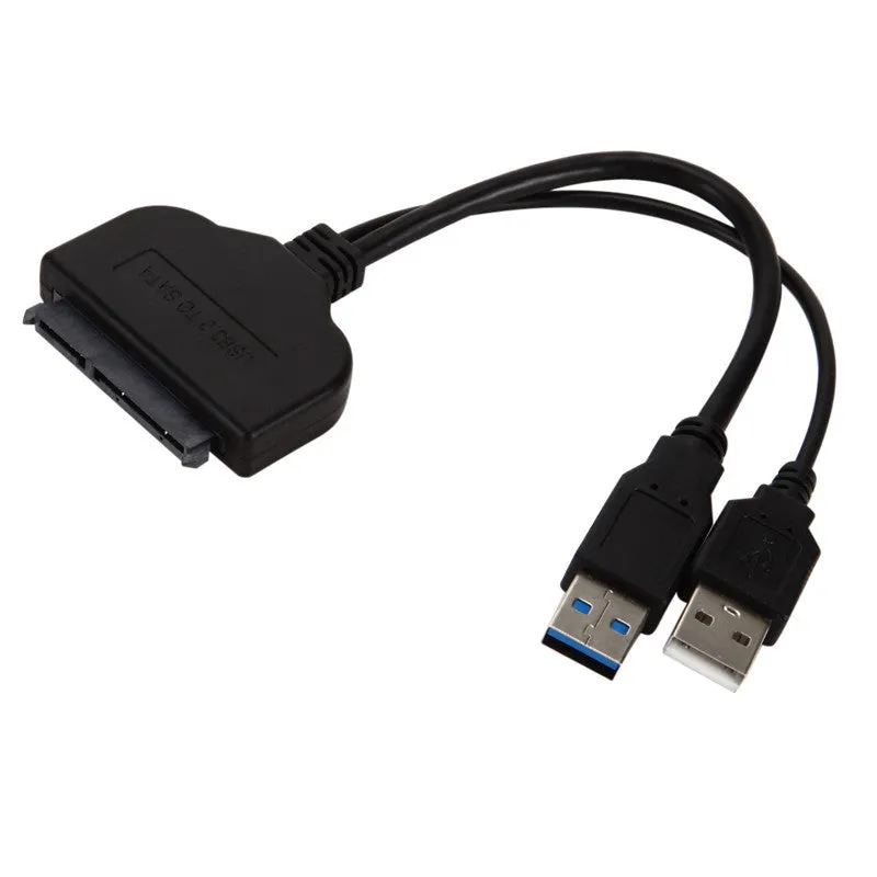 USB 3.0 To SATA 7 15 Pin Adapter Cable for 2.5 Inch HDD SSD 20/25CM black