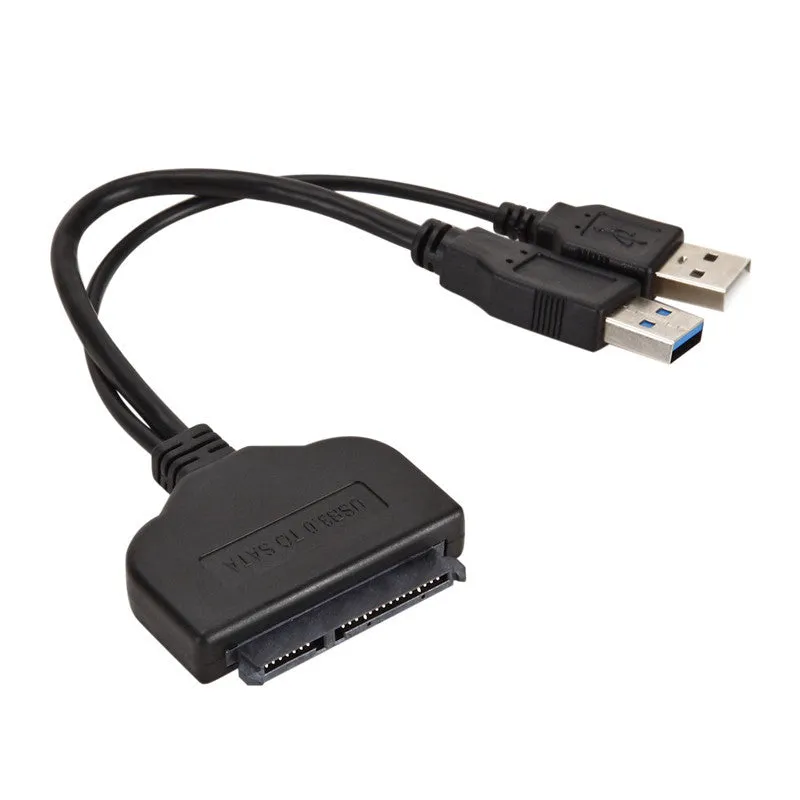 USB 3.0 To SATA 7 15 Pin Adapter Cable for 2.5 Inch HDD SSD 20/25CM black