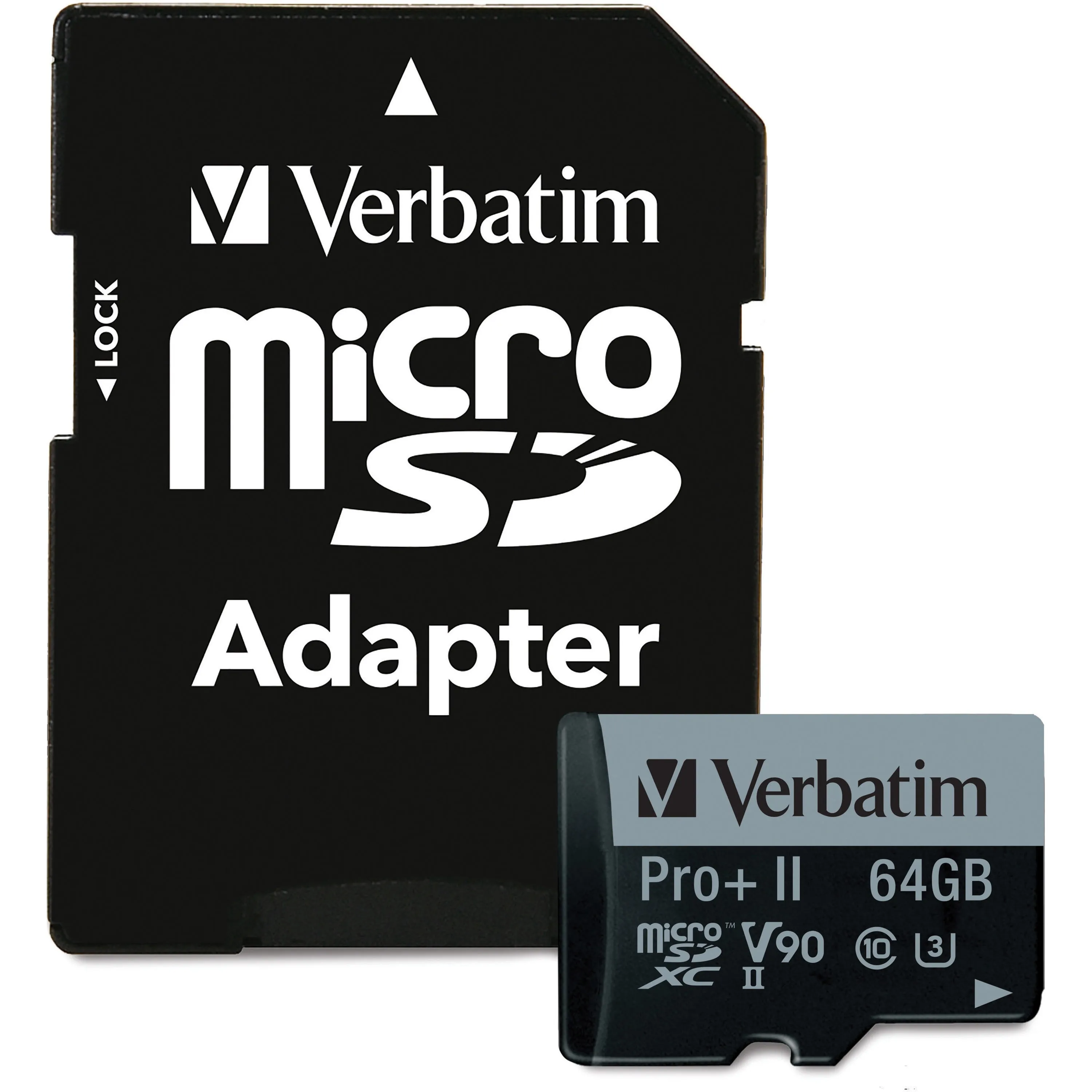 Verbatim 64GB Pro II Plus 1900X microSDXC Memory Card with Adapter, UHS-II V90 U3 Class 10