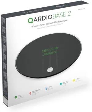 Very Light Use includes box! Amazing Heavy Duty QardioBase 2 Wi-Fi Smart Scale Body Analyzer - Black! Measures Weight; BMI; Body Fat; Water Percentage; Muscle Mass; Bone Mass! Retails $226 w/tax!