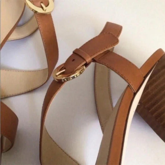 Via Spiga Caramel Tan Block Heel Sandals Sz 9M