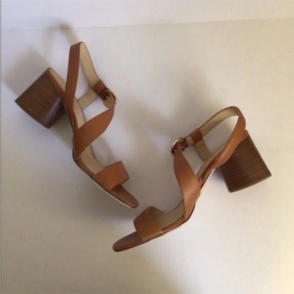 Via Spiga Caramel Tan Block Heel Sandals Sz 9M