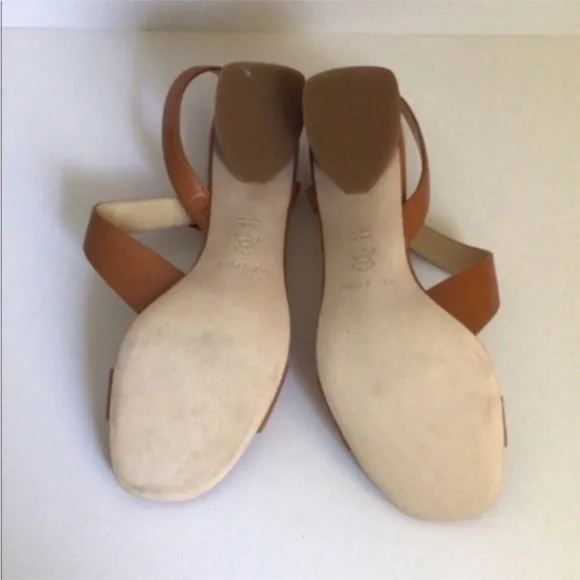 Via Spiga Caramel Tan Block Heel Sandals Sz 9M