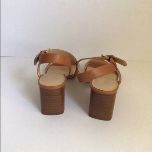 Via Spiga Caramel Tan Block Heel Sandals Sz 9M