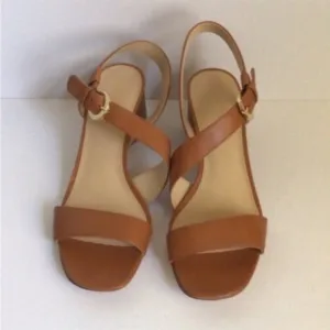 Via Spiga Caramel Tan Block Heel Sandals Sz 9M