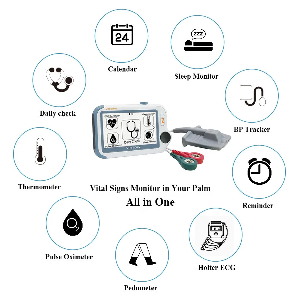 Viatom CheckMe Suit Handheld Monitor ECG/EKG Machine & Glucose Meter