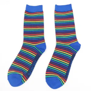 Vibrant Stripes Bamboo Socks in Navy by Mr Heron, Size UK 7-11