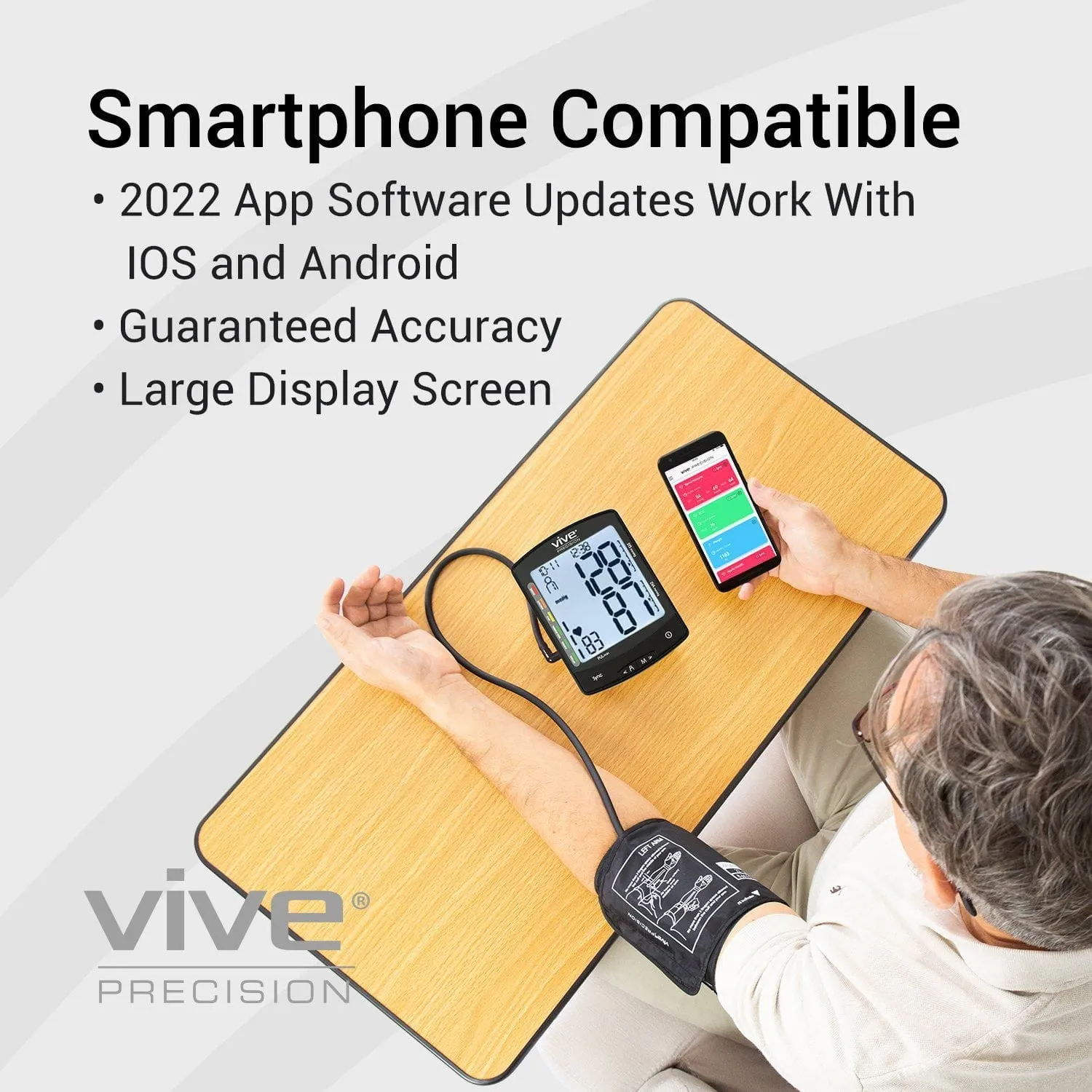 Vive Precision Blood Pressure Monitor Compatible with Smart Devices