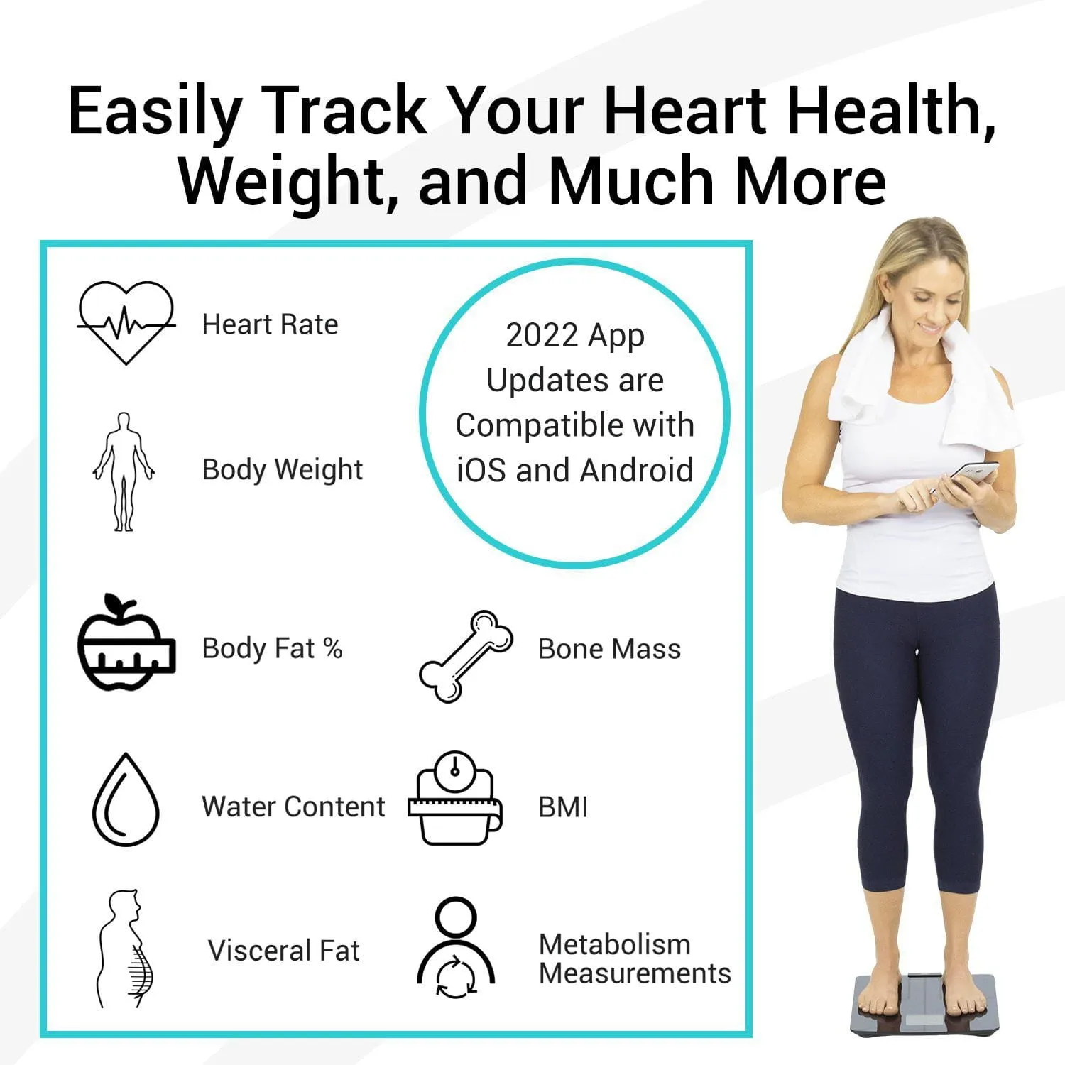 Vive Precision Digital Heart Rate Scale Compatible with Smart Devices