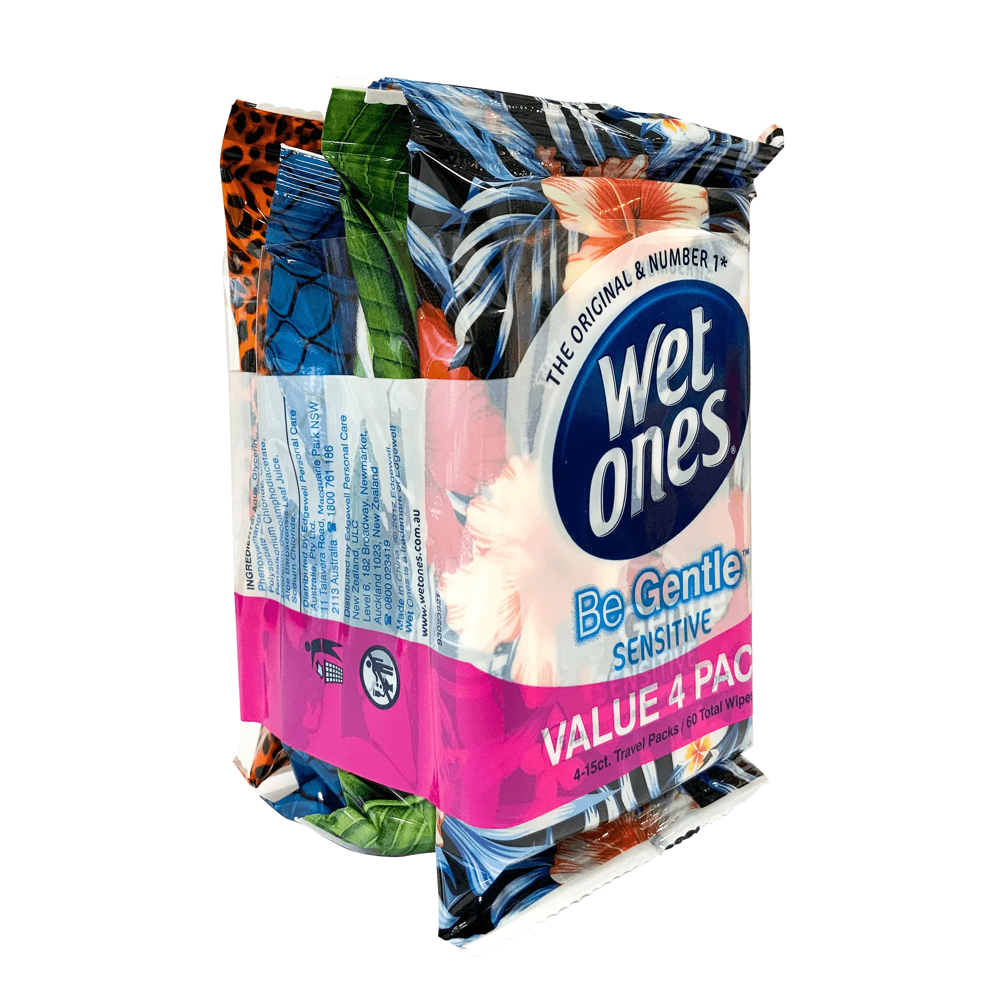 Wet Ones Be Gentle Sensitive Wipes 4 x 15 Pack