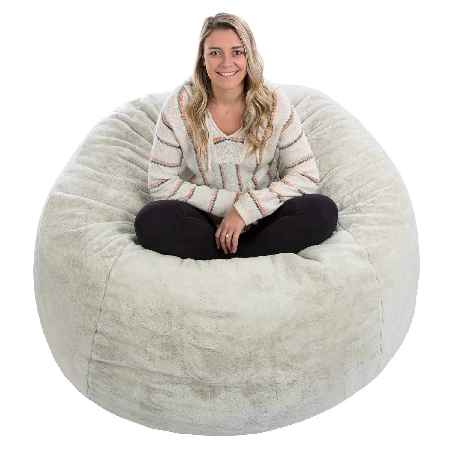 White Fur 4ft Memory Foam Bean Bag