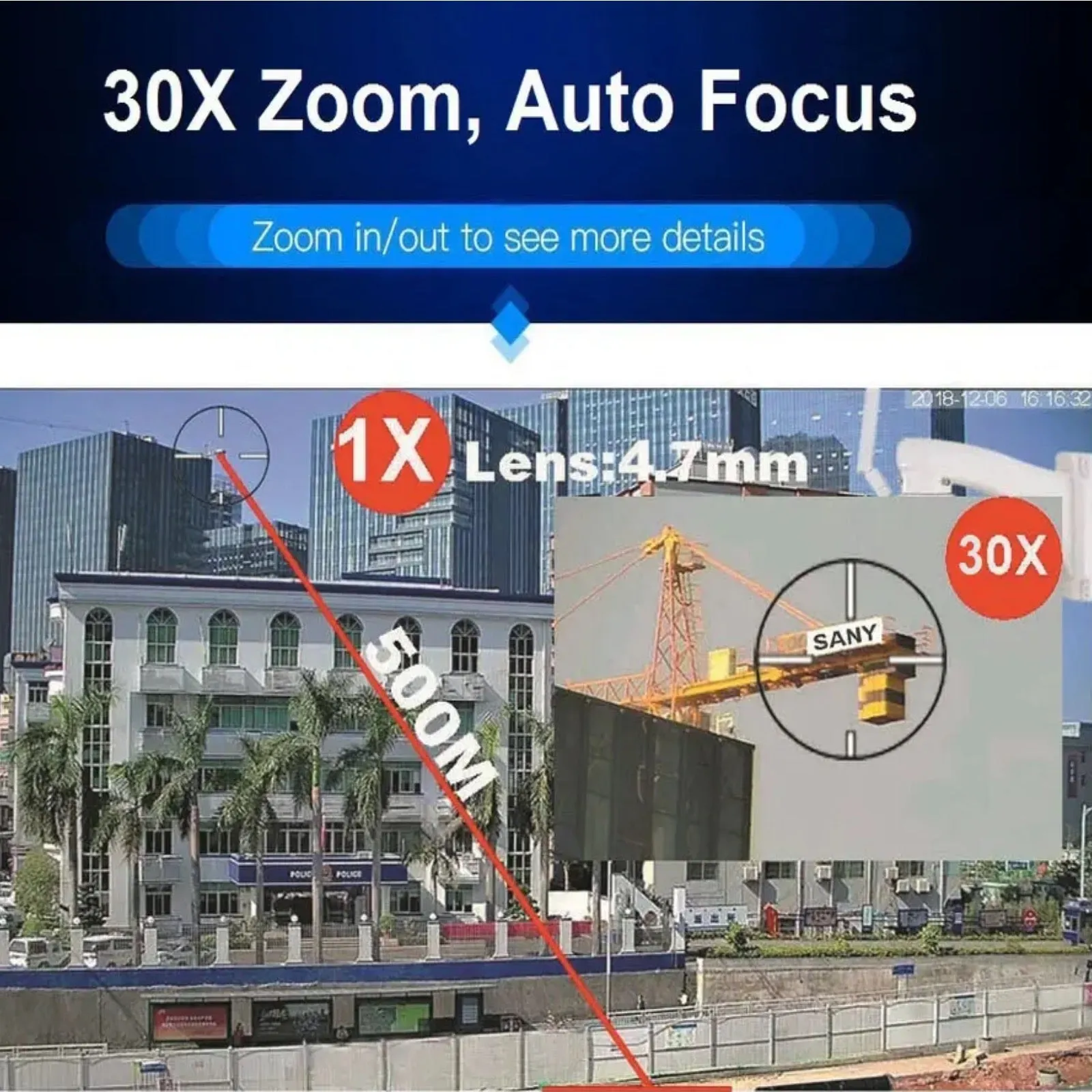 WiFi 5MP 30x Zoom Smart CCTV Dome PTZ Camera AI Auto Human Tracking Night Vision