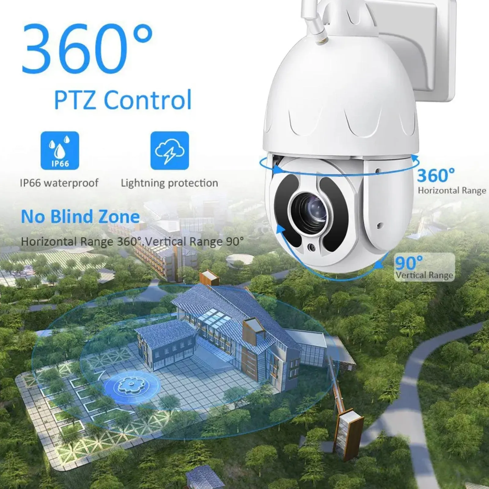 WiFi 5MP 30x Zoom Smart CCTV Dome PTZ Camera AI Auto Human Tracking Night Vision
