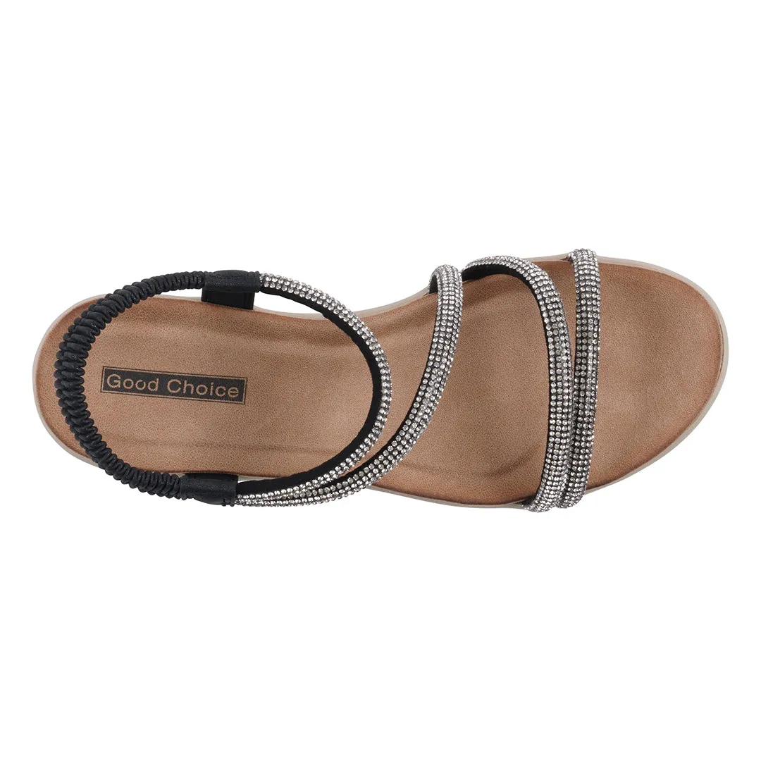 Women's Emory Black Embellished Wedge Sandals